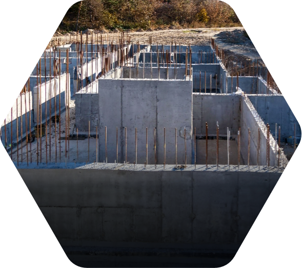 Concrete foundation under construction