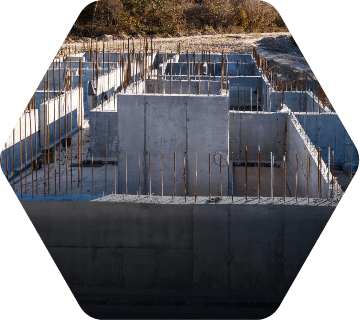 Concrete foundation under construction