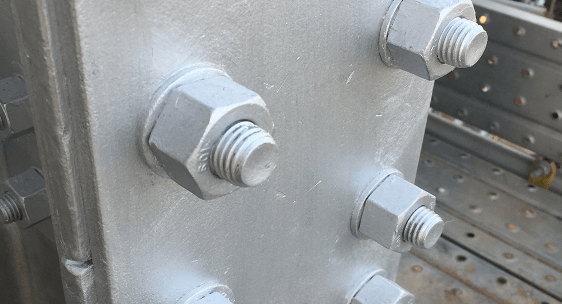 Close-up of structural bolts